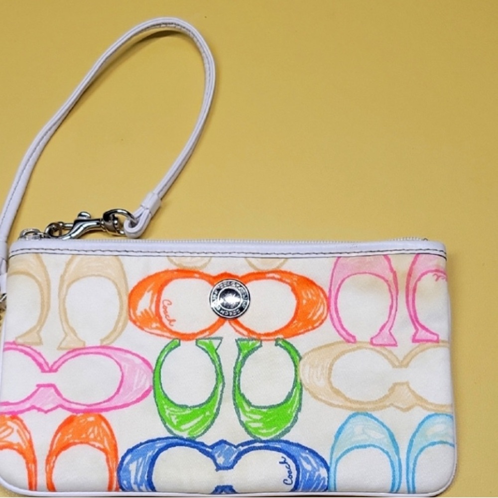 Coach y2k scribble pastel water color  Signature vintage Wristlet